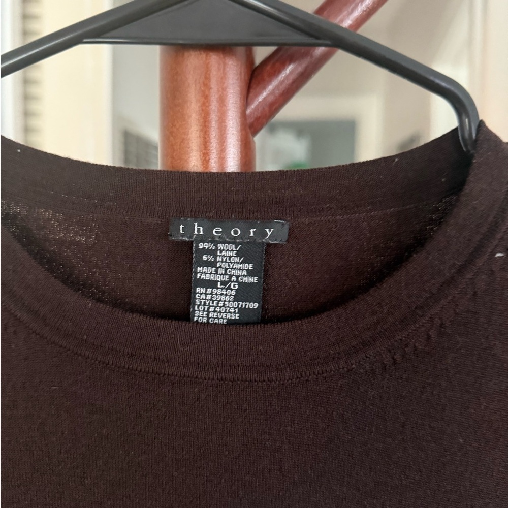 Theory Dark Brown Wool Blend Top